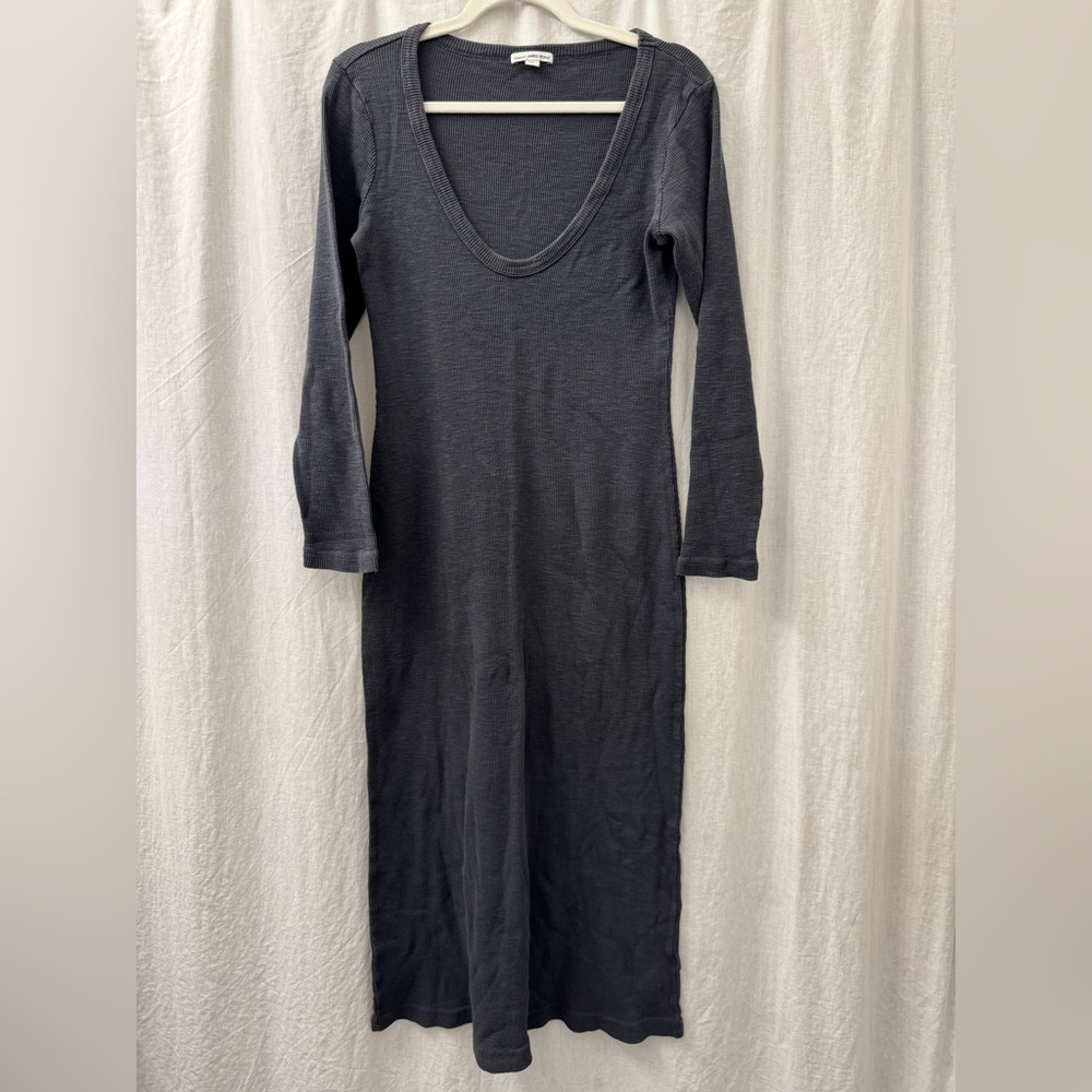 JAMES PERSE Standard Women's V-Neck Long‎ Sleeve Charcoal Gray Maxi Dress Size 3 - Picture 2 of 11